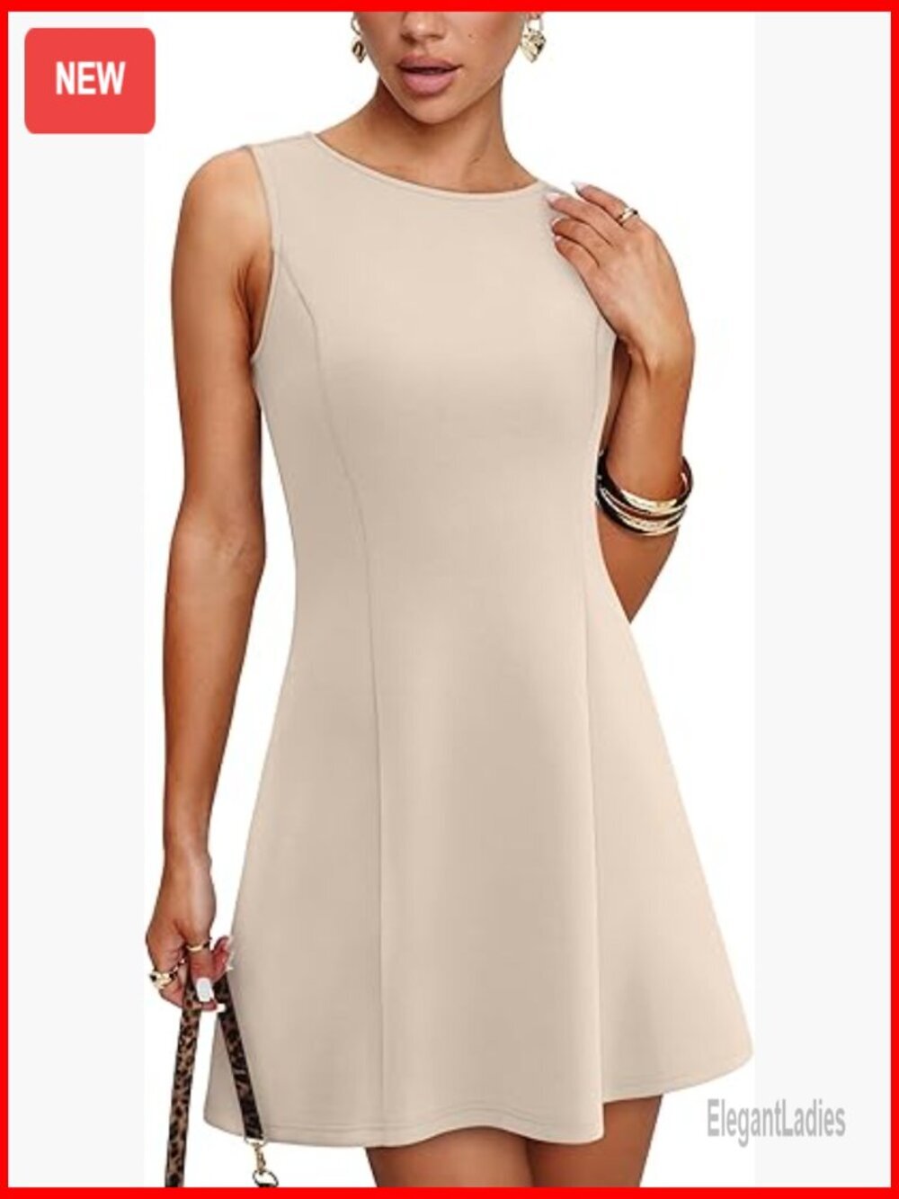 Sleeveless Boat Neck Mini Dress A-Line Summer Party Dress